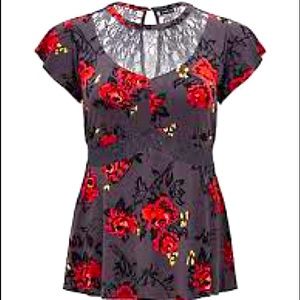 TORRID SLATE GRAY KNIT LACE MOCK NECK PEPLUM TOP 2